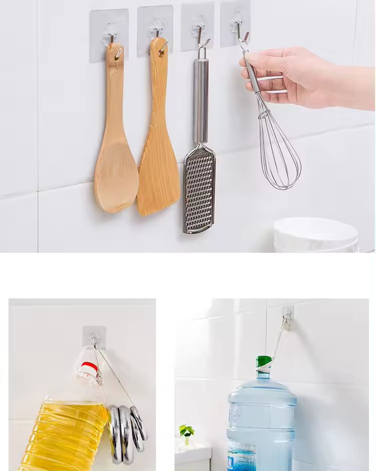 10 Stück Selbstklebende Haken Transparenter Klebehaken Wandhaken Küche Haushalt - Hotelclubshop