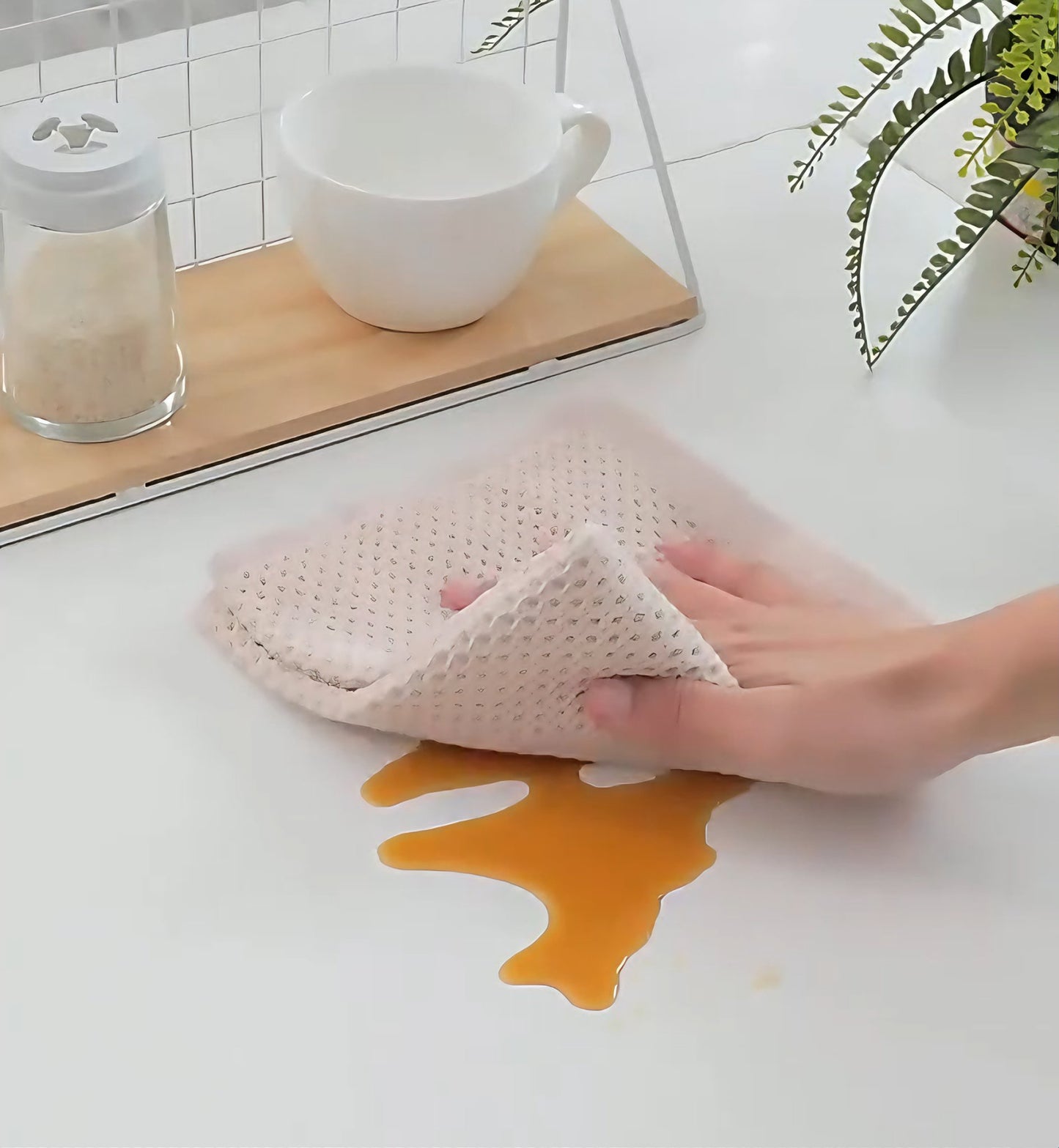 Geschirrtücher 100% Baumwolle 3er Set 30 x 30 cm Weiche Küchenhandtücher Waffeldesign - Hotelclubshop